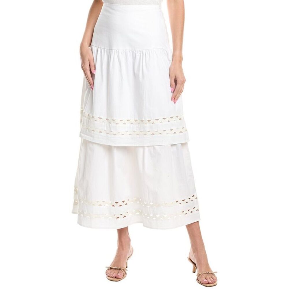 Sail To Sable Womens Ric-Rac Midi Skirt, White